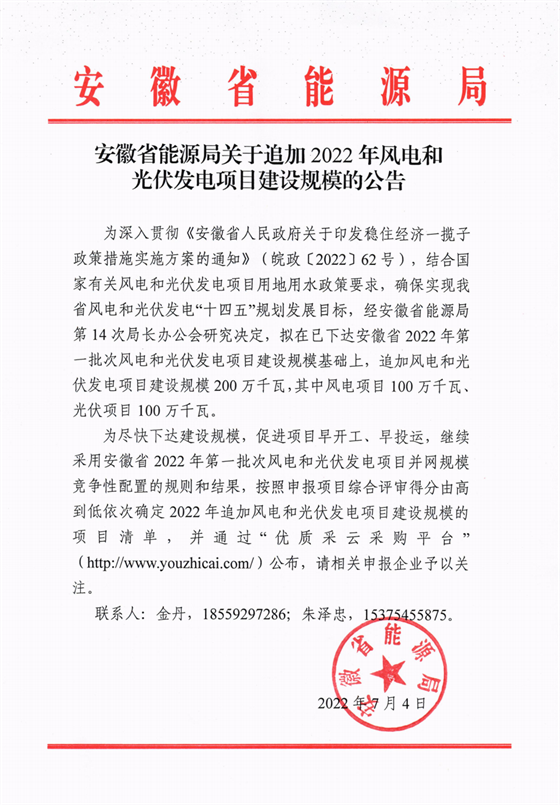 再加1GW光伏+1GW風電！安徽2022年風光項目建設規(guī)模擬至5GW！