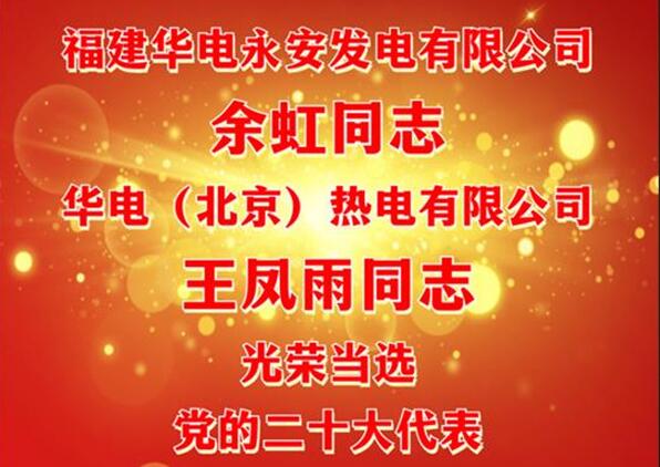 中國華電余虹、王鳳雨同志當(dāng)選黨的二十大代表