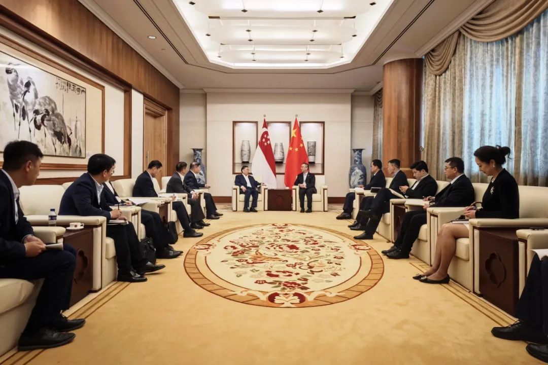 中國能建黨委書記、董事長宋海良與中國駐新加坡大使館臨時代辦朱憬會談