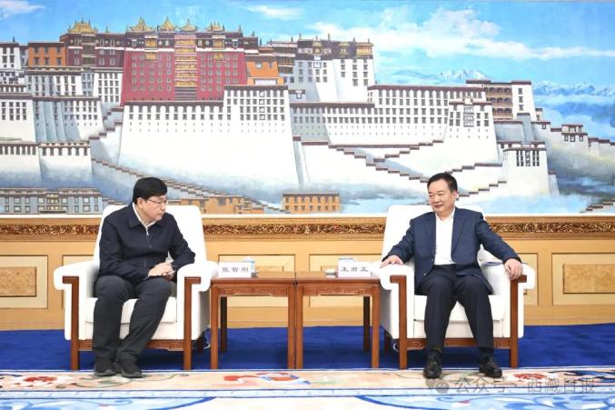 西藏自治區(qū)黨委書記王君正與國家電網(wǎng)公司董事長、黨組書記張智剛座談